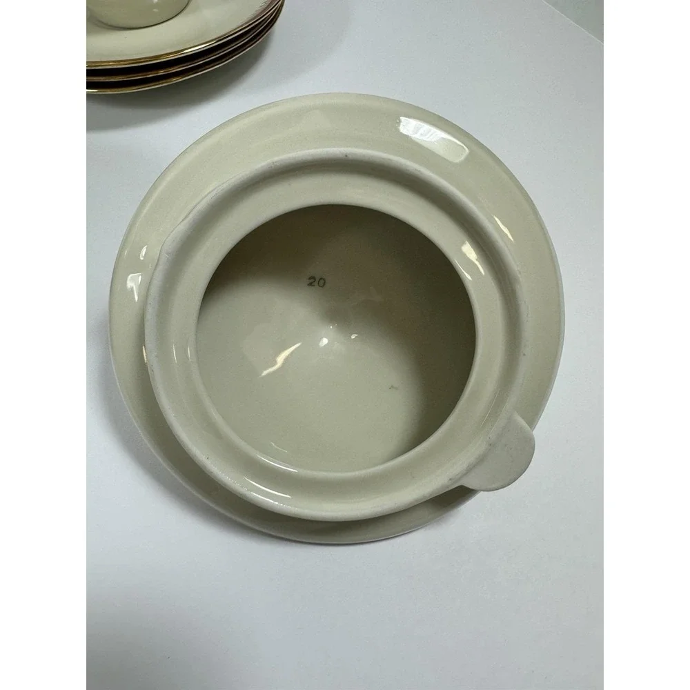 Oskar Schaller Kischenlamits #20 Bavarian Tea Set For 6 Ivory Porcelain Red Trim